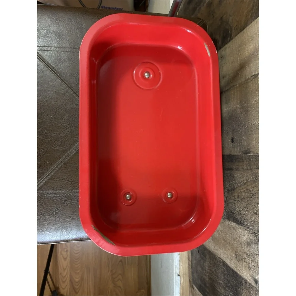 Vintage Little Red‎ Small Metal Kids Toy Wagon Cart Puller 12.4 X 7.4